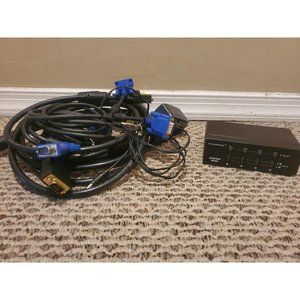Monoprice 2x4 VGA Matrix VX-8204F 2 Input 4 Output + 6 VGA Cables
